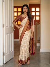 MIMOSA White Kanjivaram Saree — pose 4 styling detail