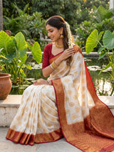 MIMOSA White Kanjivaram Saree — pose 8 styling detail