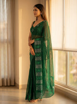 MIMOSA Bottle Green Saree Saree — pose 3 styling detail