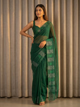 MIMOSA Bottle Green Saree Saree — pose 4 styling detail