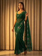 MIMOSA Bottle Green Saree Saree — pose 5 styling detail