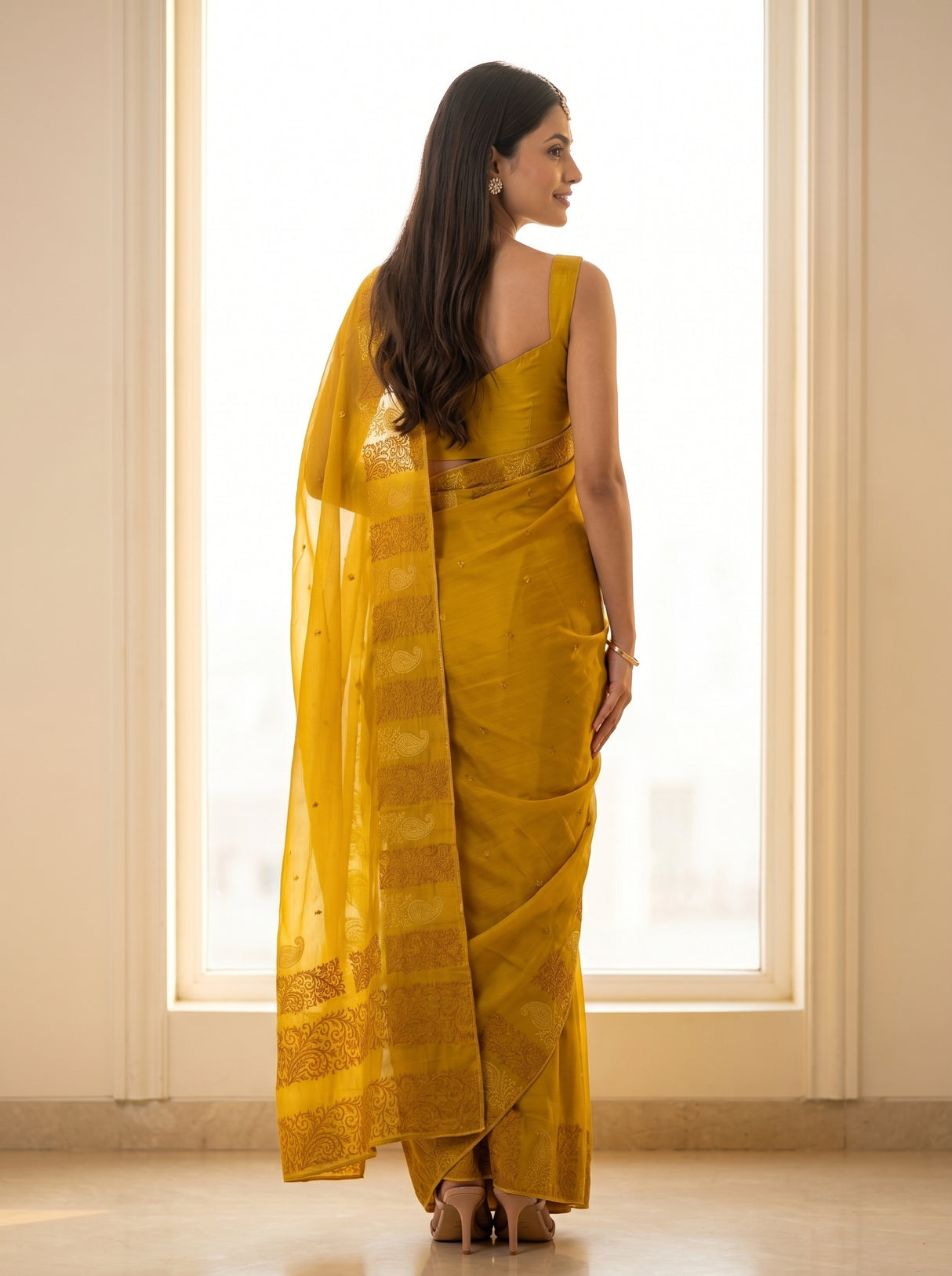 MIMOSA Gold Saree Saree — pose 2 styling detail