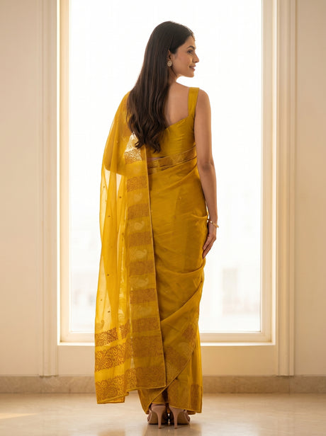 MIMOSA Gold Saree Saree — pose 2 styling detail
