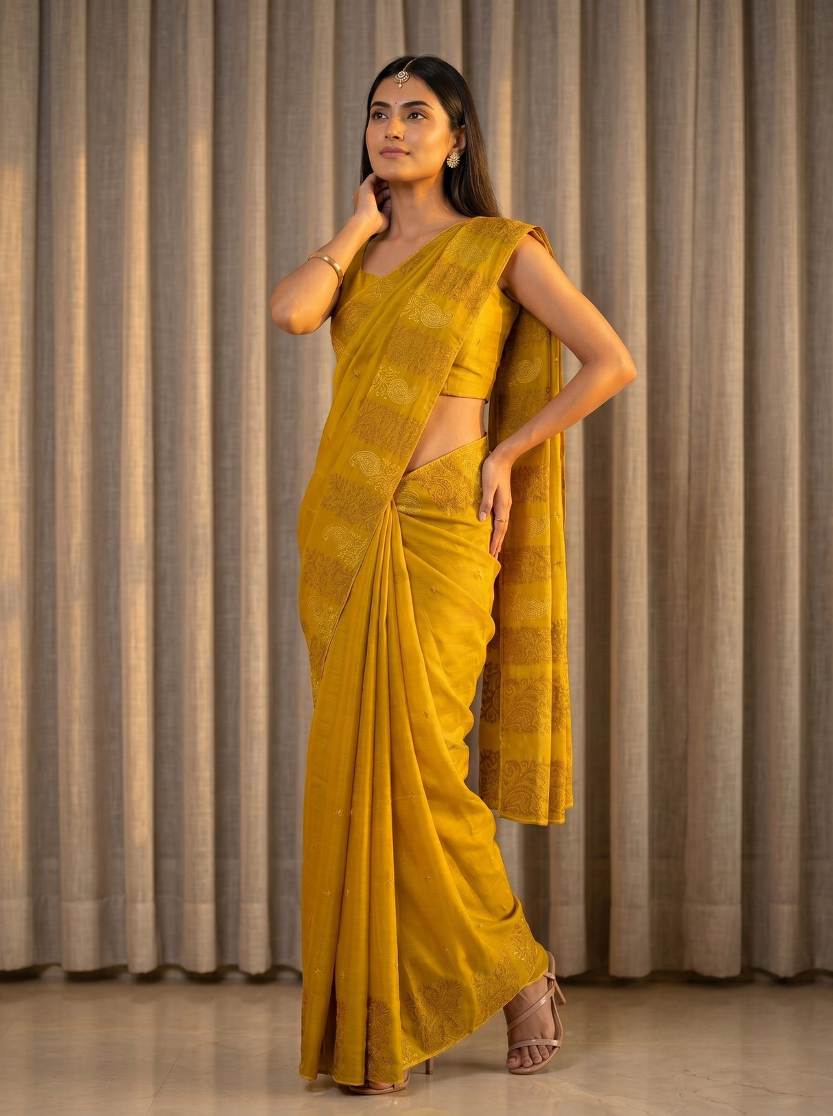 MIMOSA Gold Saree Saree — pose 4 styling detail