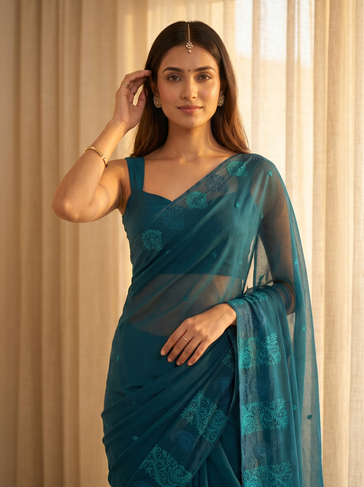 MIMOSA Navy Saree Saree — pose 10 styling detail
