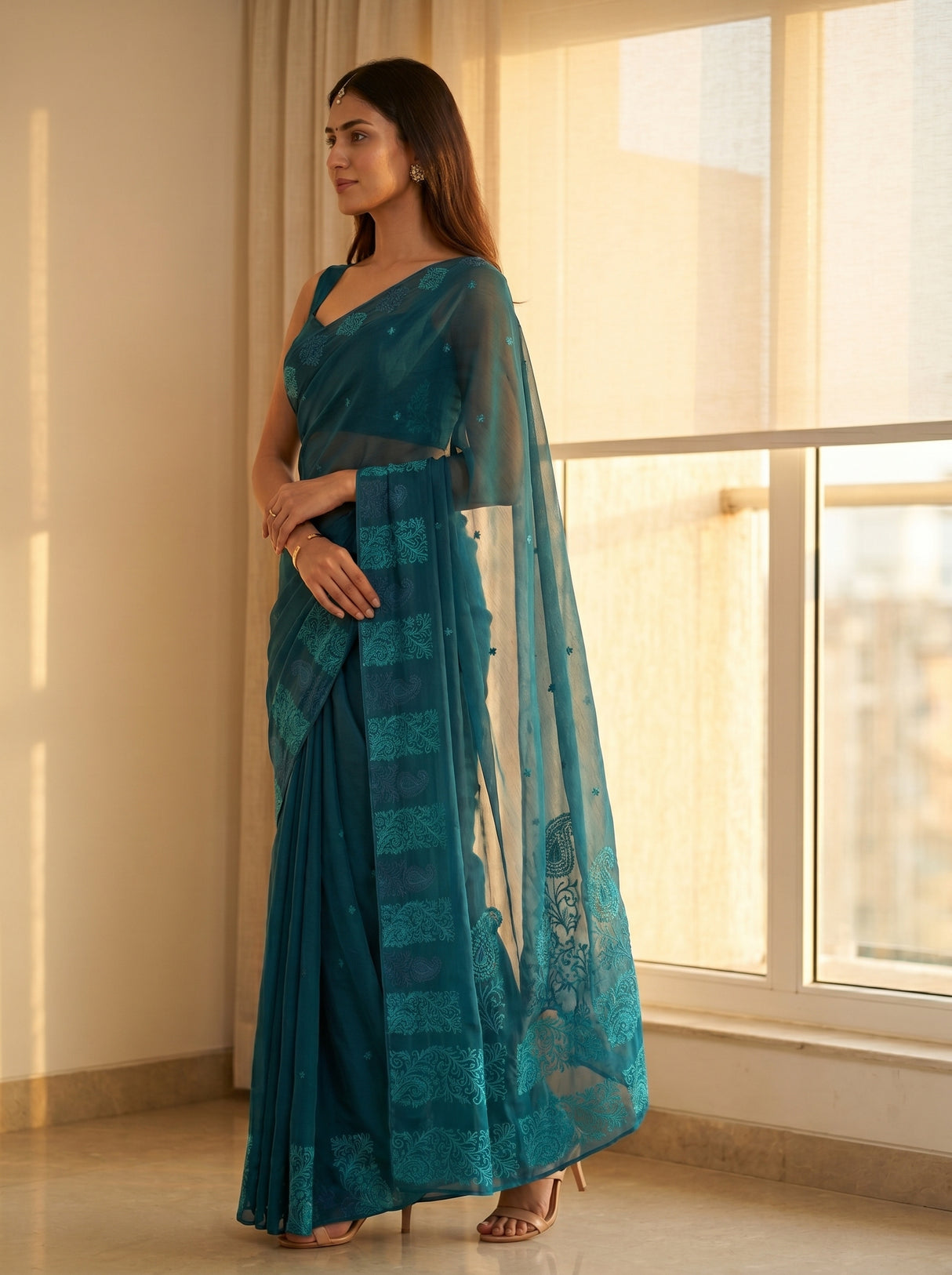 MIMOSA Navy Saree Saree — pose 3 styling detail