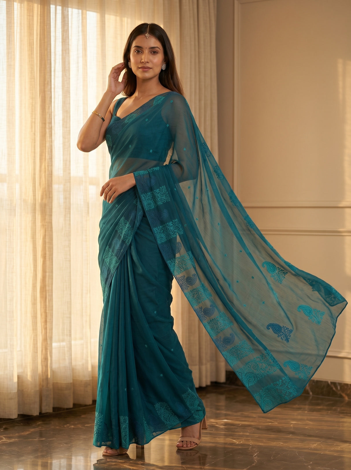 MIMOSA Navy Saree Saree — pose 9 styling detail