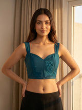 MIMOSA Navy Saree Saree — blouse close-up