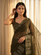 MIMOSA Olive Saree Saree — pose 10 styling detail