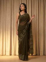 MIMOSA Olive Saree Saree — pose 5 styling detail