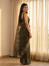 MIMOSA Olive Saree Saree — pose 7 styling detail