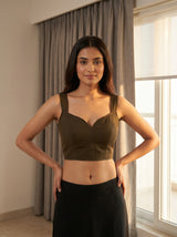MIMOSA Olive Saree Saree — blouse close-up