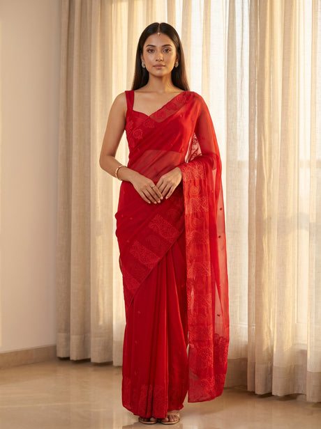 Red  Saree