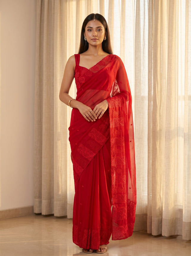 Red  Saree