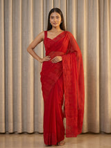 MIMOSA Red Saree Saree — pose 4 styling detail