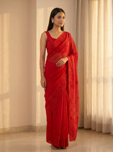 MIMOSA Red Saree Saree — pose 7 styling detail