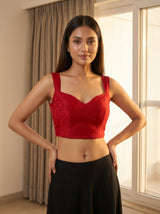 MIMOSA Red Saree Saree — blouse close-up