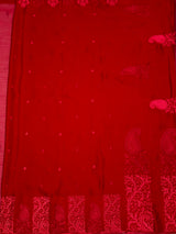 MIMOSA Red Saree Saree — pallu and zari work detail