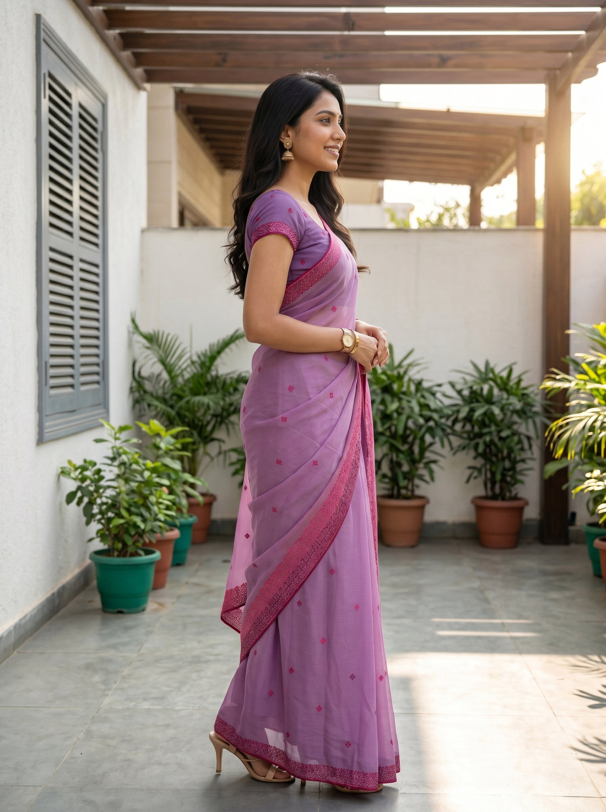 MIMOSA Violet Saree Saree — pose 3 styling detail