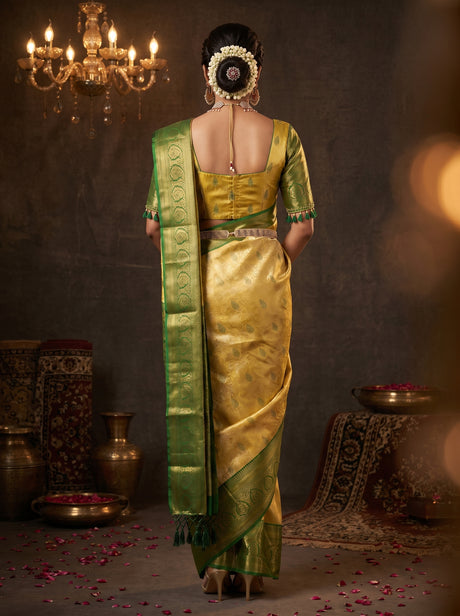MIMOSA Gold Kanjivaram Art Silk Saree — Blouse Fabric Detail