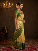 MIMOSA Gold Kanjivaram Art Silk Saree — Full View on Model