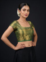 MIMOSA Gold Kanjivaram Art Silk Saree — blouse close-up