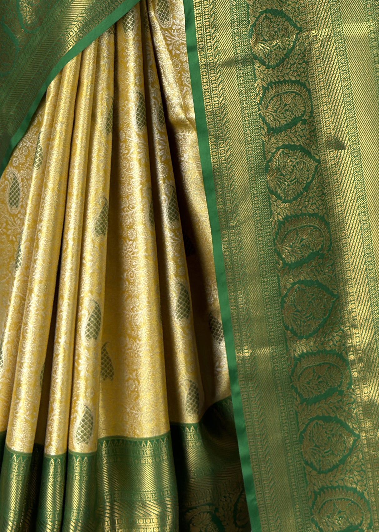 MIMOSA Gold Kanjivaram Art Silk Saree — fleets shot full lifestyle