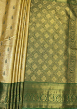 MIMOSA Gold Kanjivaram Art Silk Saree — pallu and zari work detail