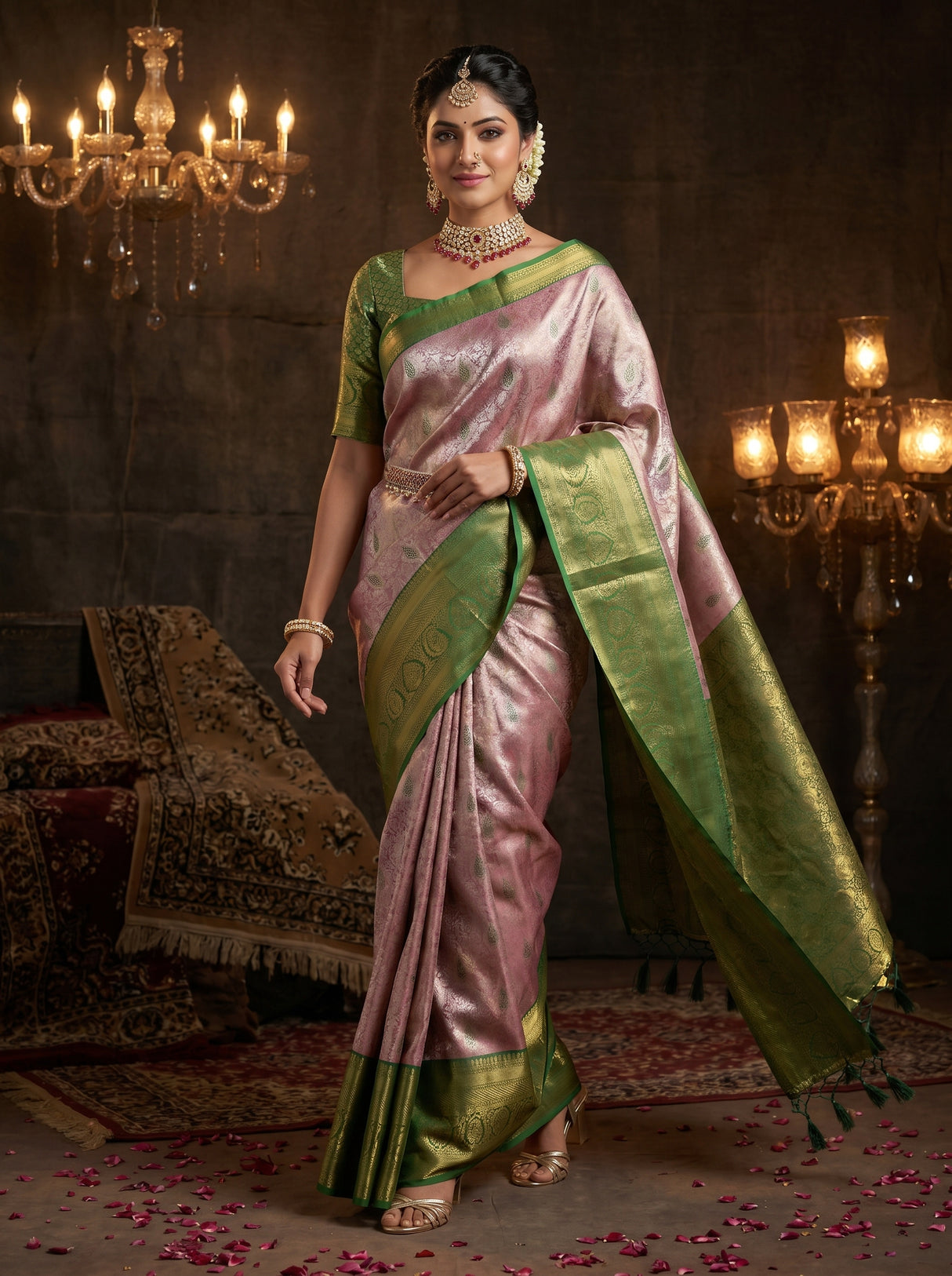 MIMOSA Magenta Kanjivaram Art Silk Saree — pose 6 styling detail