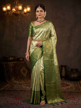 MIMOSA Olive Kanjivaram Art Silk Saree — Mannequin Draped View