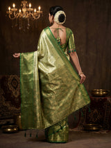 MIMOSA Olive Kanjivaram Art Silk Saree — Blouse Fabric Detail