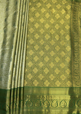 MIMOSA Olive Kanjivaram Art Silk Saree — pallu and zari work detail