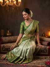 MIMOSA Pista Kanjivaram Art Silk Saree — pose 8 styling detail