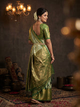 MIMOSA Pista Kanjivaram Art Silk Saree — pose 9 styling detail