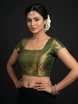 MIMOSA Pista Kanjivaram Art Silk Saree — blouse close-up