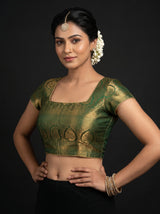 MIMOSA Pista Kanjivaram Art Silk Saree — blouse close-up