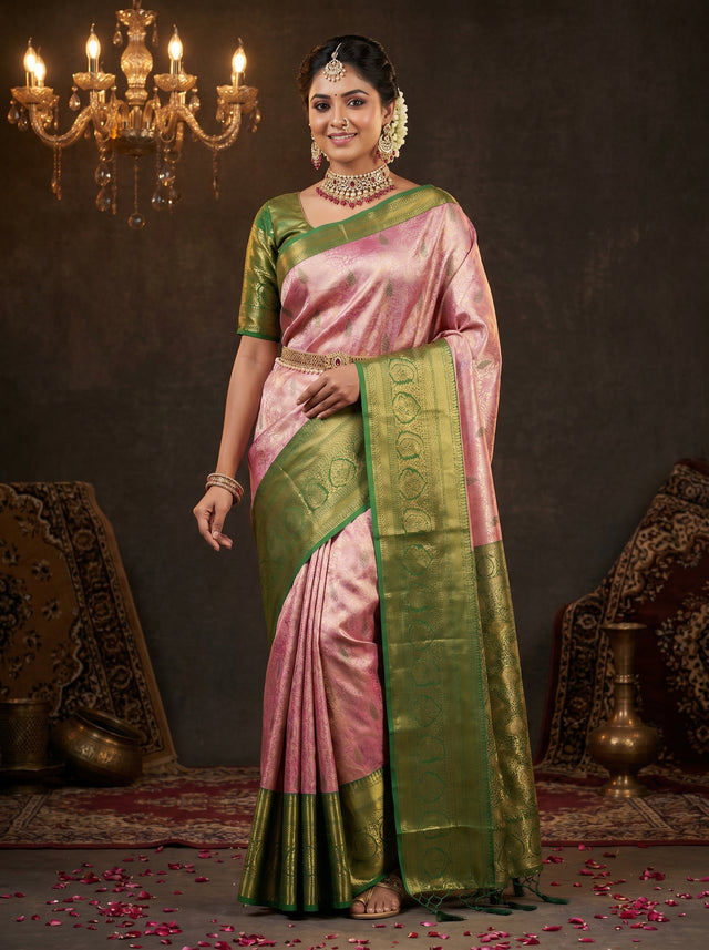 MIMOSA Rani Kanjivaram Art Silk Saree — Mannequin Draped View