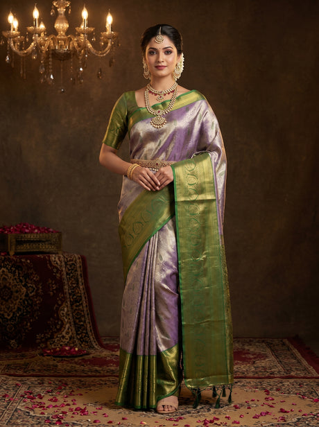 MIMOSA Violet Kanjivaram Art Silk Saree — Mannequin Draped View