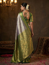 MIMOSA Violet Kanjivaram Art Silk Saree — Blouse Fabric Detail