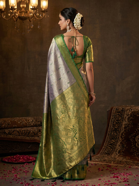 MIMOSA Violet Kanjivaram Art Silk Saree — Blouse Fabric Detail