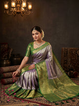MIMOSA Violet Kanjivaram Art Silk Saree — pose 8 styling detail