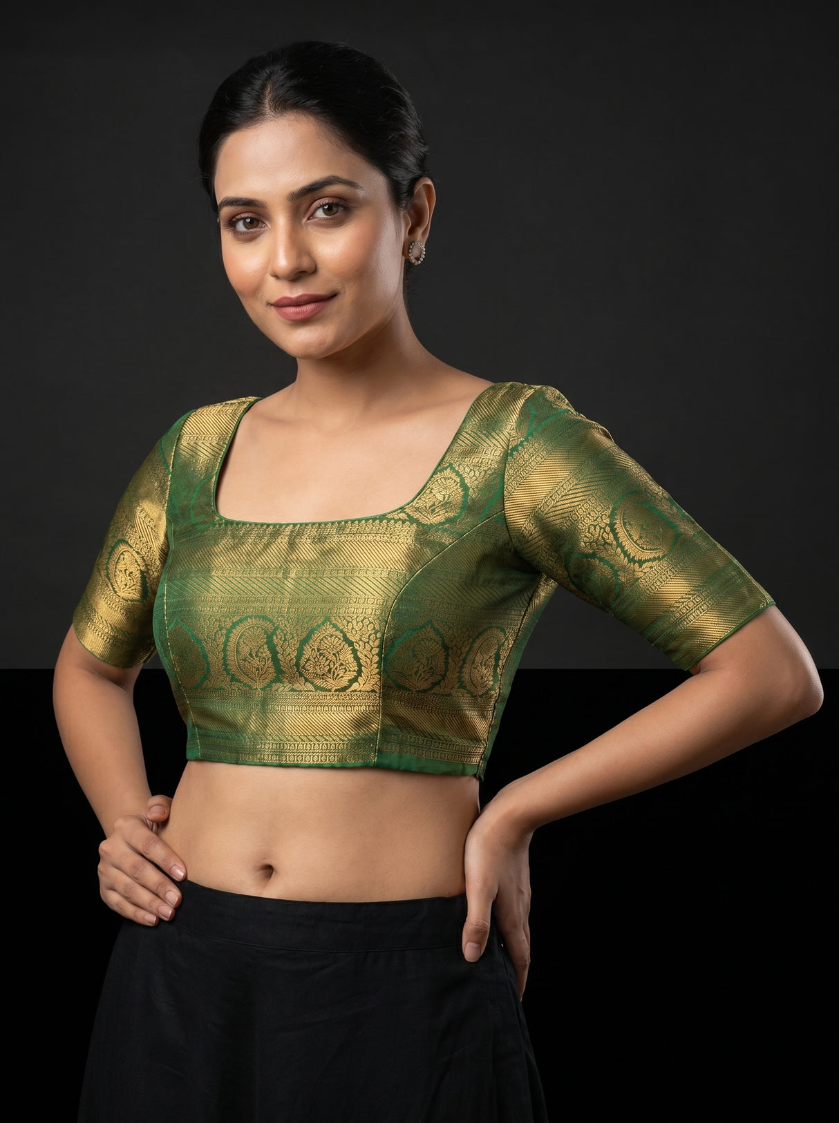 MIMOSA Violet Kanjivaram Art Silk Saree — blouse close-up