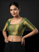 MIMOSA Violet Kanjivaram Art Silk Saree — blouse close-up