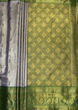 MIMOSA Violet Kanjivaram Art Silk Saree — pallu and zari work detail