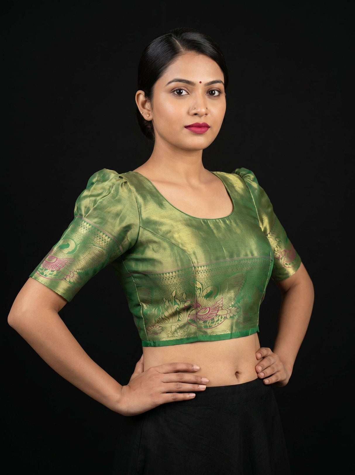 MIMOSA Gajari Kanjivaram Art Silk Saree — blouse close-up