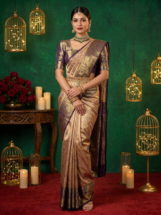 MIMOSA Maroon Kanjivaram Art Silk Saree — Mannequin Draped