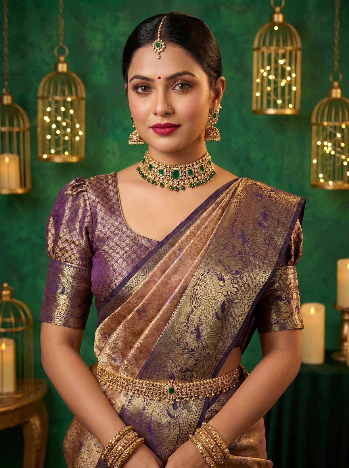 MIMOSA Maroon Kanjivaram Art Silk Saree — pose 10 styling detail