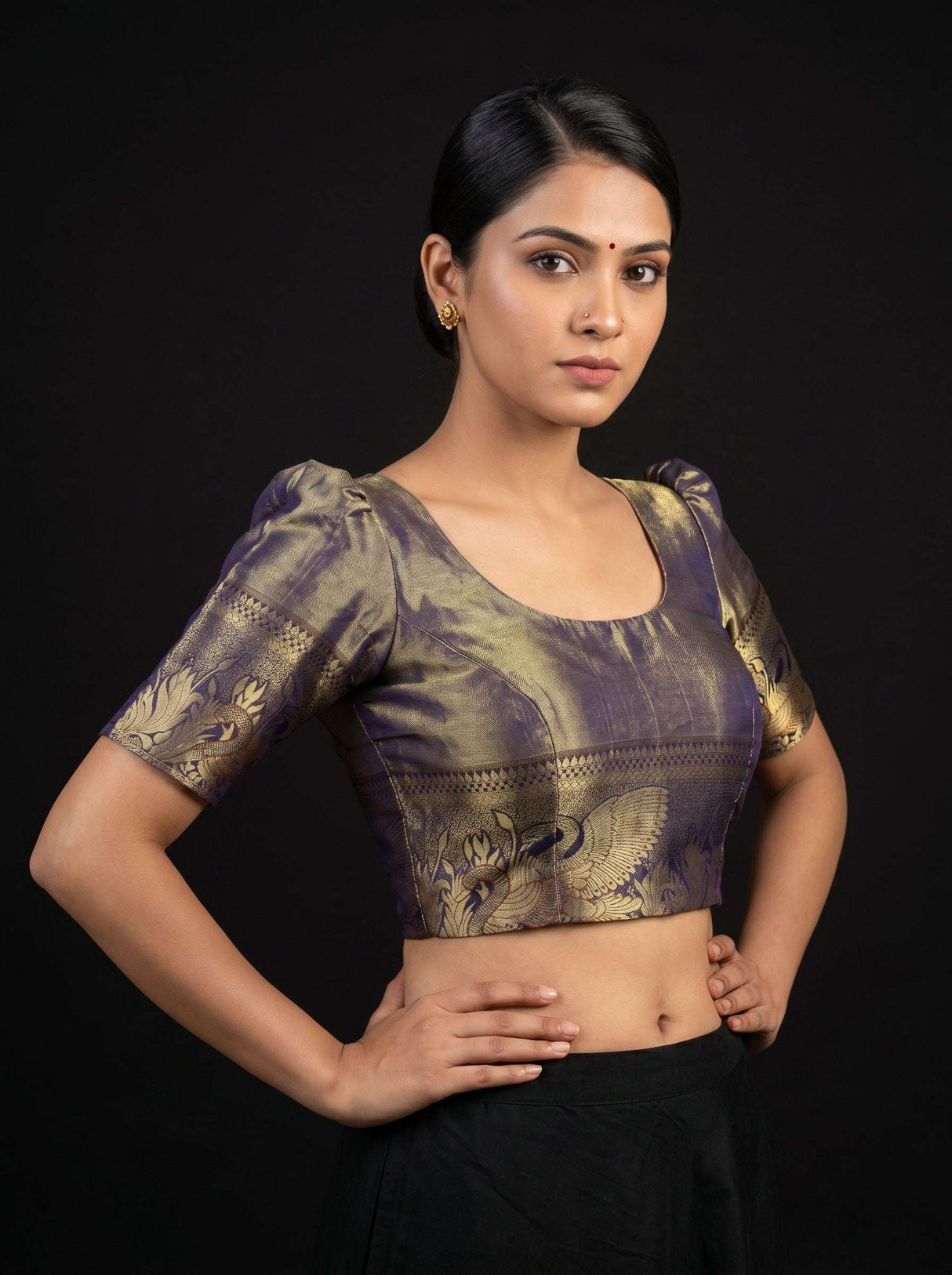 MIMOSA Maroon Kanjivaram Art Silk Saree — blouse close-up