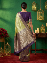 MIMOSA Olive Kanjivaram Art Silk Saree — Blouse Fabric Detail