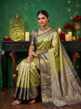 MIMOSA Olive Kanjivaram Art Silk Saree — pose 8 styling detail